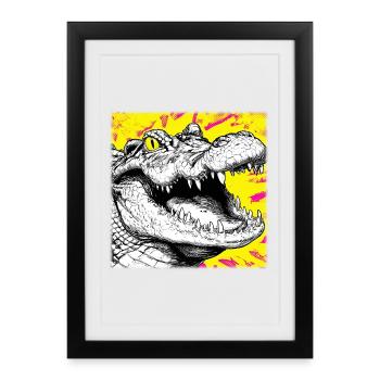 Croquis Crocodile – Design de style graffiti urbain - Affiche encadrée (27 × 37 cm) - noir - Devant