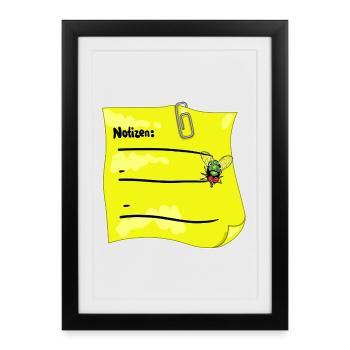 Yellow Notepad – Paper Clip & Fake Bow Tie - Framed poster (27 × 37 cm) - black - Front