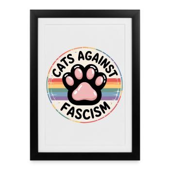 Chats contre le racisme - Produits dérivés antifascistes - Affiche encadrée (27 × 37 cm) - noir - Devant
