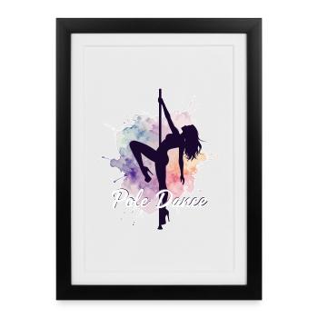 Danseurs en barre à la barre Aquarelle Cadeau fort - Affiche encadrée (27 × 37 cm) - noir - Devant