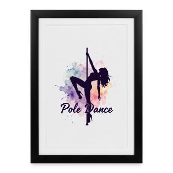 Danseurs en barre à la barre Aquarelle Cadeau fort - Affiche encadrée (27 × 37 cm) - noir - Devant