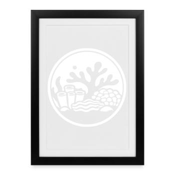 Symbole corallien Océan récif corallien - Affiche encadrée (27 × 37 cm) - noir - Devant