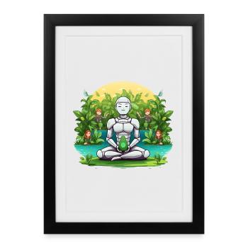 Méditation robotique dans la jungle - Affiche encadrée (27 × 37 cm) - noir - Devant
