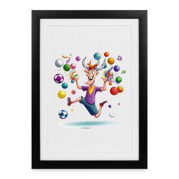 Jubilee Bull Juggling Party - Framed poster (27 × 37 cm) - black - Front