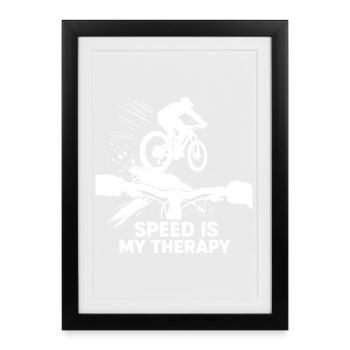 Downhill MTB POV Geschwindigkeit Therapie Geschenk - Gerahmtes Poster (27 × 37 cm) - Schwarz - Vorne