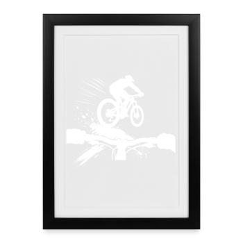Downhill MTB POV Perspective Mountain Bike Gift - Framed poster (27 × 37 cm) - black - Front