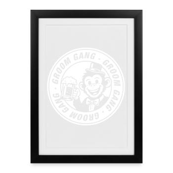 Bande de mariés Singe de la fête de garçon - Affiche encadrée (27 × 37 cm) - noir - Devant