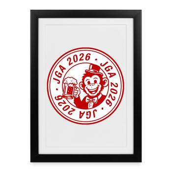 Jga 2026 Marié Singe - Affiche encadrée (27 × 37 cm) - noir - Devant