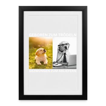Meme- Born to dawdle, Forced to deliver - Framed poster (27 × 37 cm) - black - Front