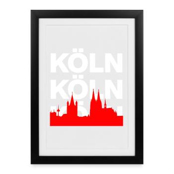 KÖLLE ES EIN JEFÖHL KÖLN DOMLIEBE RHEIN DOMSTADT - Affiche encadrée (27 × 37 cm) - noir - Devant