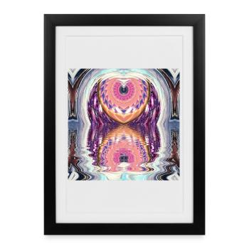 Circle Mandala Reflection in Neon Colors - Framed poster (27 × 37 cm) - black - Front