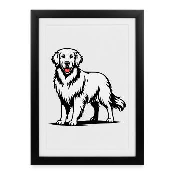Golden Retriever in a Proud Pose - Framed poster (27 × 37 cm) - black - Front