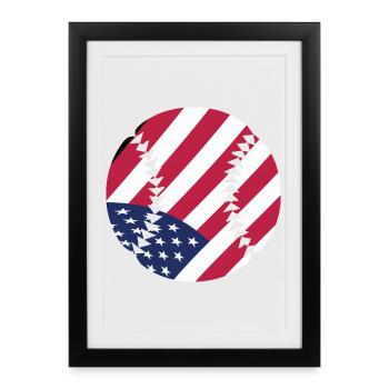 USA Patriotic Softball American Flag Sports Art - Framed poster (27 × 37 cm) - black - Front