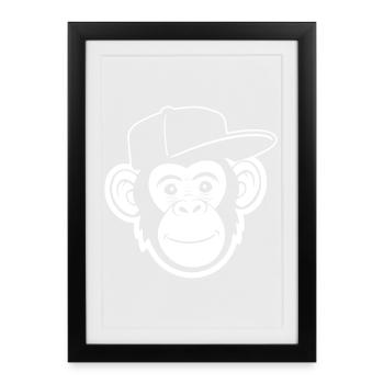 T-shirt de dessins animés Singe au Chapeau - Affiche encadrée (27 × 37 cm) - noir - Devant