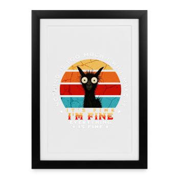 C’est bon - Alpaga avec humour - Motif drôle - Affiche encadrée (27 × 37 cm) - noir - Devant