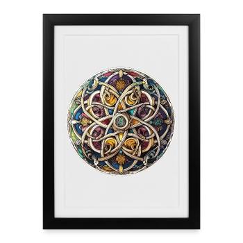 Kaléidoscope du nœud celtique - Affiche encadrée (27 × 37 cm) - noir - Devant