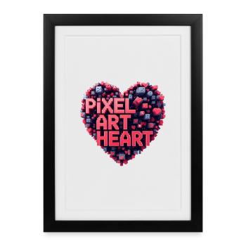 Collage de cœurs en pixel art - Affiche encadrée (27 × 37 cm) - noir - Devant