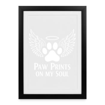 Pug Dog Cloud Angel Wings Farewell Mourning - Framed poster (27 × 37 cm) - black - Front