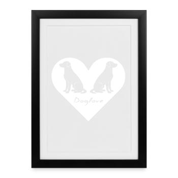 Doglove Dog Logo Silhouettes - Framed poster (27 × 37 cm) - black - Front