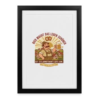 Bayerische Bierfreude Prost - Gerahmtes Poster (27 × 37 cm) - Schwarz - Vorne