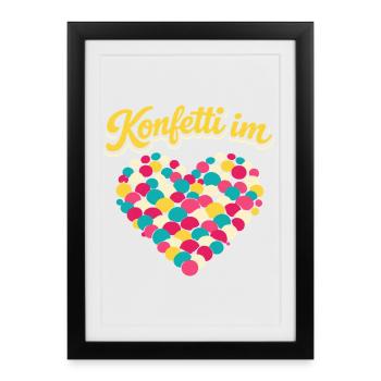 Confettis de carnaval en plein cœur - Affiche encadrée (27 × 37 cm) - noir - Devant