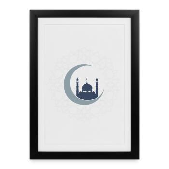 Art Islamique Mosquée Croissant Lune Élégant - Affiche encadrée (27 × 37 cm) - noir - Devant
