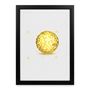 Étincelle de la boule disco dorée - Affiche encadrée (27 × 37 cm) - noir - Devant