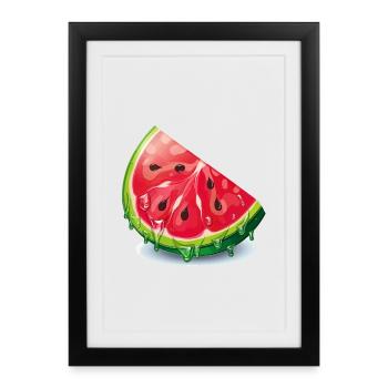 Tranche de pastèque - Affiche encadrée (27 × 37 cm) - noir - Devant