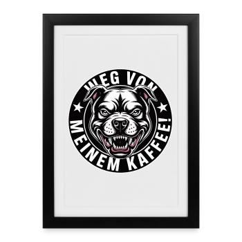 Loin de mon chien en colère au café - Affiche encadrée (27 × 37 cm) - noir - Devant