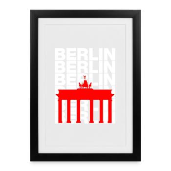 BERLINER TOR, FREIHEIT! DIT IS BERLIN - Gerahmtes Poster (27 × 37 cm) - Schwarz - Vorne