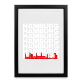 HAMBURG SKYLINE SILHOUETTE! - Gerahmtes Poster (27 × 37 cm) - Schwarz - Vorne