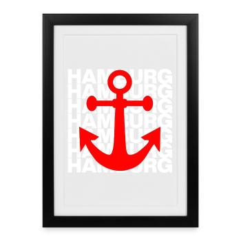 HAMBURG ANKER ROT, HAFEN, MOIN, HH, NORDDEUTSCH - Gerahmtes Poster (27 × 37 cm) - Schwarz - Vorne