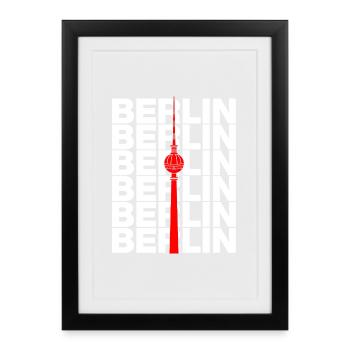 TOUR DE TÉLÉVISION DE BERLIN, ALEX POINT DE REPÈRE DIT EST BERLIN - Affiche encadrée (27 × 37 cm) - noir - Devant