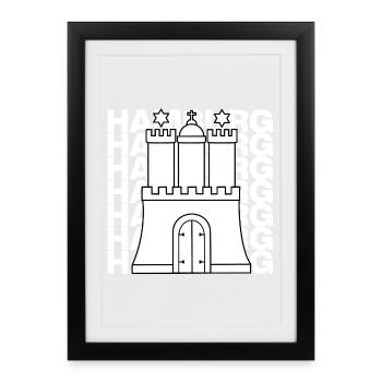 HAMBURG STADTTOR, HANSE, MOIN, HH - Gerahmtes Poster (27 × 37 cm) - Schwarz - Vorne