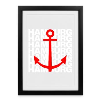 HAMBURG ANKER ROT, HAFEN, MOIN, HH, NORDDEUTSCH - Gerahmtes Poster (27 × 37 cm) - Schwarz - Vorne