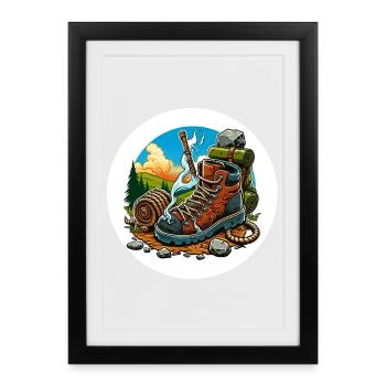 Smoking hiking boot - Framed poster (27 × 37 cm) - black - Front
