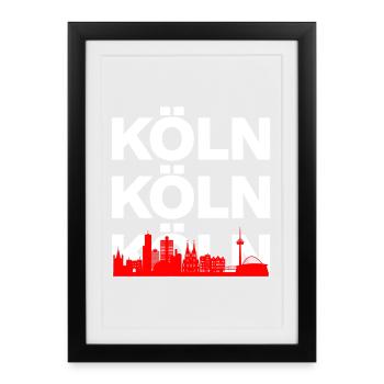 SKYLINE DE COLOGNE – FIERTÉ DE CATHEDRAL CITY ! KÖLLE MING HÄTZ - Affiche encadrée (27 × 37 cm) - noir - Devant