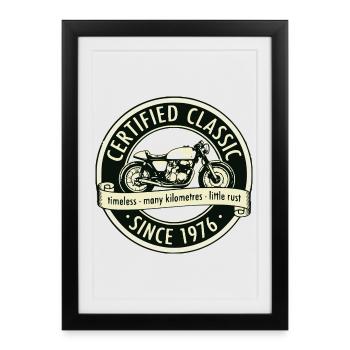 Vintage 1976, Biker Motorcycle Birthday Pullover Hoodie - Framed poster (27 × 37 cm) - black - Front