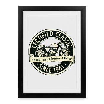 Vintage 1961, Biker Motorcycle Birthday Pullover Hoodie - Framed poster (27 × 37 cm) - black - Front