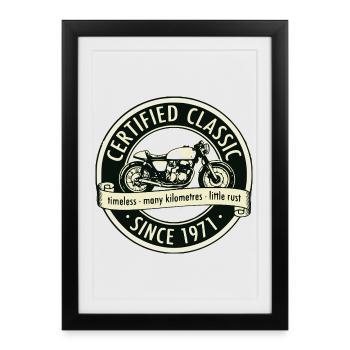 Vintage 1971, Biker Motorcycle Birthday Pullover Hoodie - Framed poster (27 × 37 cm) - black - Front