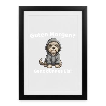 Bonjour Chien de glace très mince - Affiche encadrée (27 × 37 cm) - noir - Devant