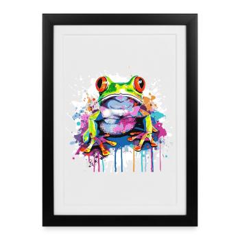 Graffiti Frog Pop Art Print - Framed poster (27 × 37 cm) - black - Front