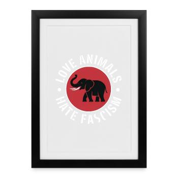 Love Animals, hate Fascism - Antifascist Merch - Framed poster (27 × 37 cm) - black - Front