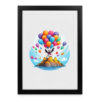 Balloon Island Clown with Color Balloons - Framed poster (27 × 37 cm) - black - Front