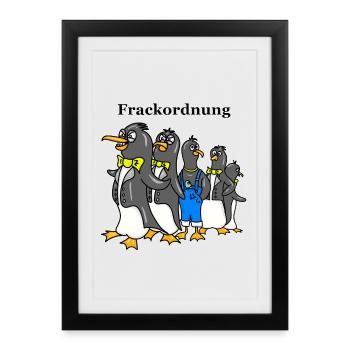 Tailcoat Order - Funny Penguin Cartoon - Framed poster (27 × 37 cm) - black - Front