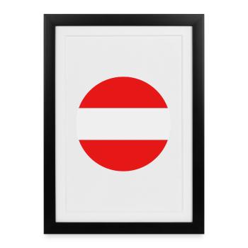 Drapeau rond de l’Autriche - Affiche encadrée (27 × 37 cm) - noir - Devant