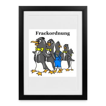 Lustiger Pinguin Cartoon – Frackordnung Motiv weiß - Gerahmtes Poster (27 × 37 cm) - Schwarz - Vorne