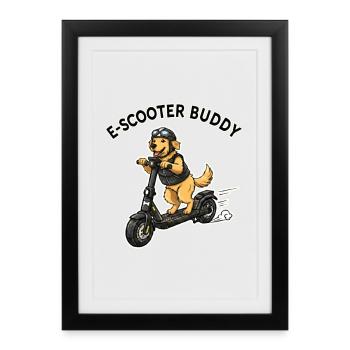 Illustration du chien copain d’Escooter - Affiche encadrée (27 × 37 cm) - noir - Devant
