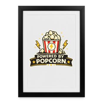 Powered by Popcorn – Film Snack Motif - Framed poster (27 × 37 cm) - black - Front