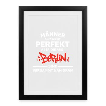 Männer aus Berlin Spruch - Gerahmtes Poster (27 × 37 cm) - Schwarz - Vorne